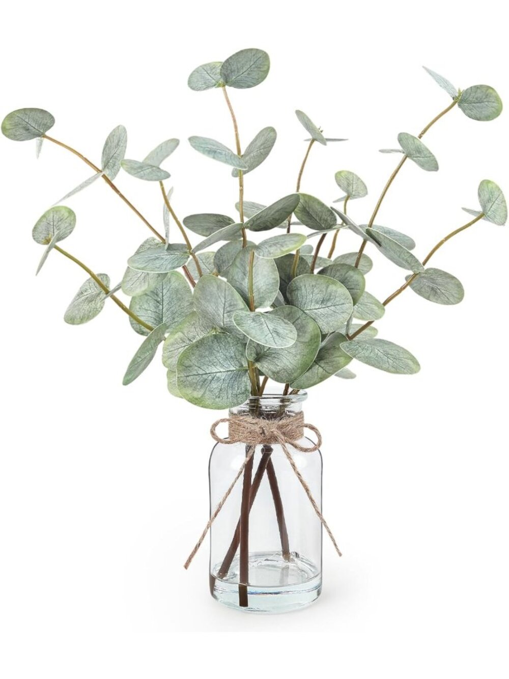 13.5" Artificial Eucalyptus Stems in Glass Vase with Faux Water - Home Decor
